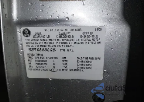 2005 Saab 9-7X Linear z USA, uszkodzony, nr VIN 5S3ET13S152801235